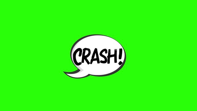 Comic Book Explosion Bubble With 'CRASH' Effect Animated Across Three Frames, Green And white 