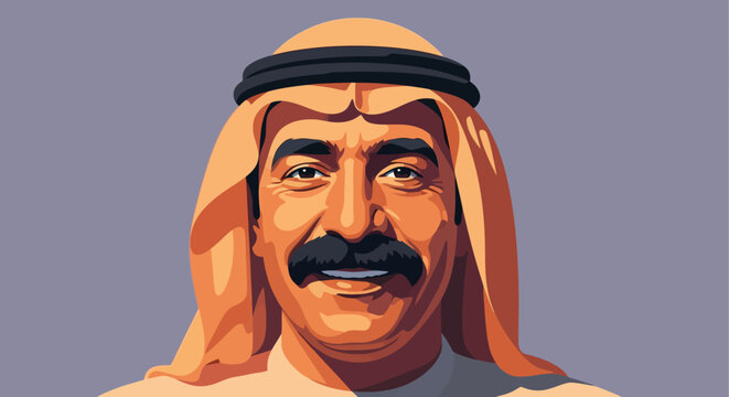 Portrait of a distinguished Arab man with a mustache.