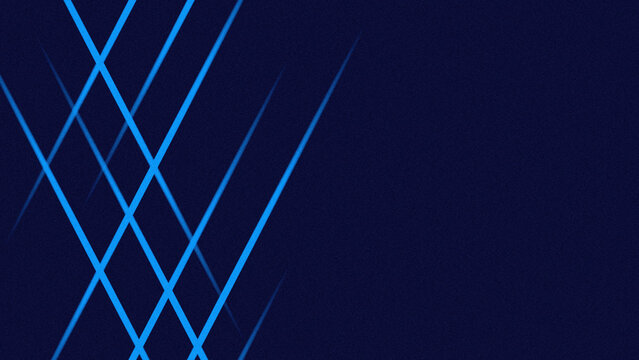 Abstract dark blue background with glowing neon criss cross diagonal lines and subtle grain texture
