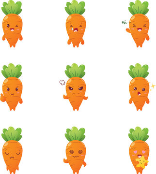 Happy and Angry Carrot Character Sticker Set