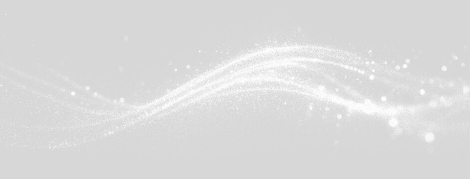 Transparent png overlay with white wave dust particles and glowing sparkles abstract translucent design element with flying bokeh light swirl and dynamic frost sparkling powder effect graphic many