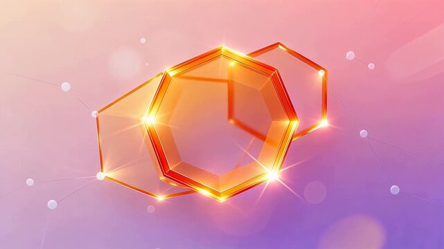 Golden hexagonal shapes with glowing connections