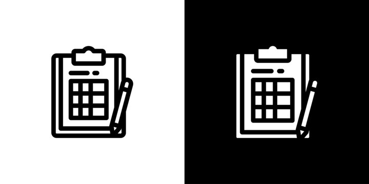 Assessment Rubric Grid Matrix Icon concept with flat Black White Background. Vector illustration.