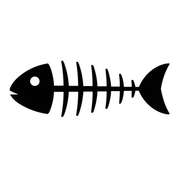 fish skeleton isolated on silhouette vector illustration