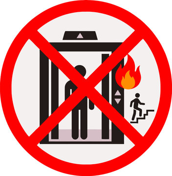 Fire Safety Prohibited Sign Do Not Use Elevator in Case of Fire