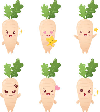 Funny Radish Character Sticker Bundle