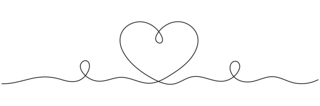 One line heart shape. editable stroke vector