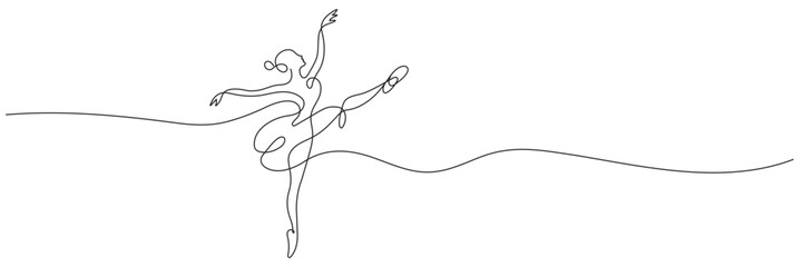 One line ballerina dancing pose. editable stroke vector. © dariachekman