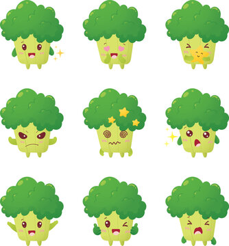 Adorable Broccoli Character Sticker Set