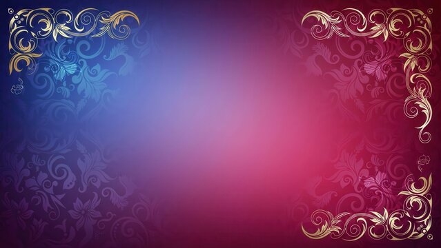 Elegant purple and blue gradient background with gold floral ornaments