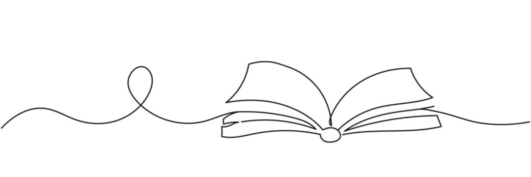 One line open book pages .editable stroke. vector