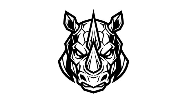 Black and white rhino head.