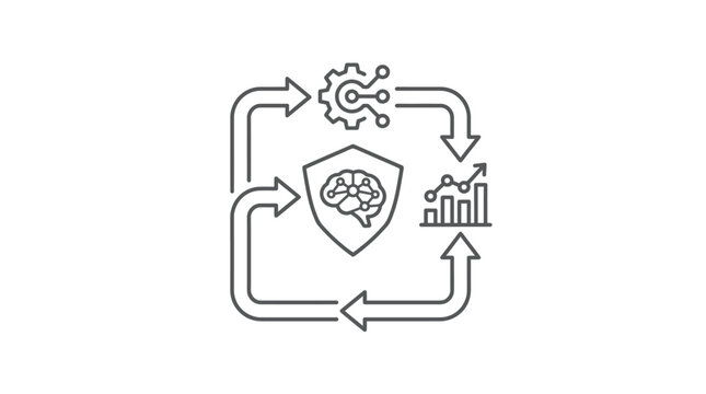 AI Workflow and Secure Data Analytics Icon