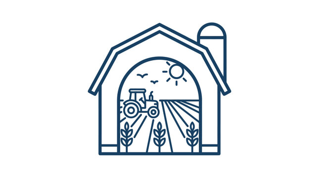 Farm Landscape inside Barn Silhouette Icon