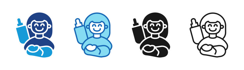 Fototapeta premium Babysitter Care icon set multiple style collection