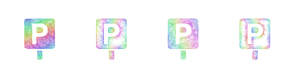 Fototapeta premium Rainbow sketch parking icon design set