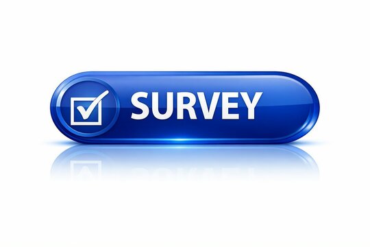 Modern pill-shaped survey button with checkmark icon