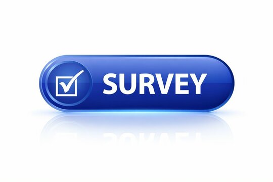 Modern blue survey button with checkmark icon