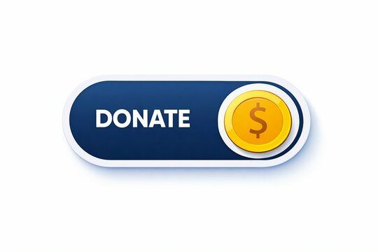 Donate button with dollar coin icon for charity website