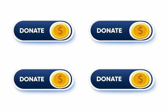 Modern donate button with dollar icon in dark blue