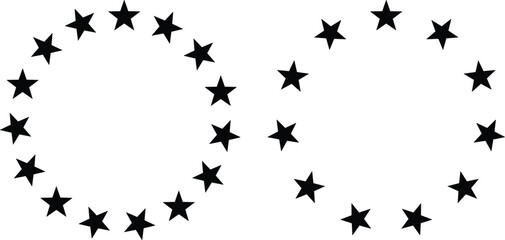 Fototapeta premium Circle frame with stars icons. stars in round circular emblem. Decorative set of round frames made of stars. luxury branding design
