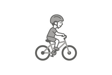 Obraz premium A simple line drawing of a young child riding a bicycle while wearing a safety helmet.