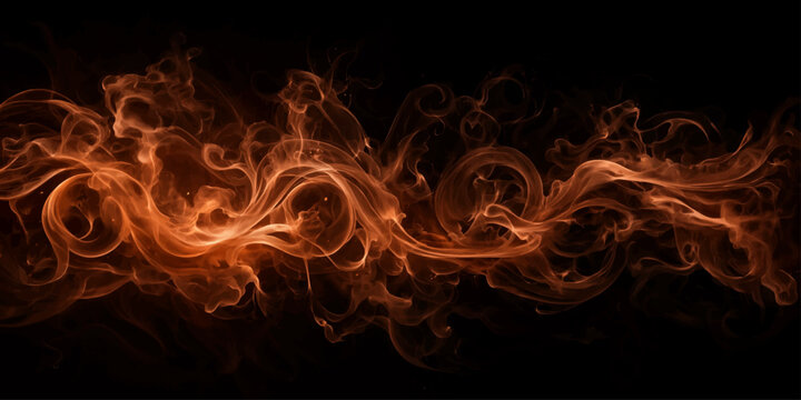 Abstract fire flames background with glowing orange and red blaze, hot burning inferno energy with smoke and light in dark night atmosphere of heat and power