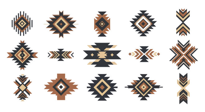 Collection of Native American inspired geometric tribal patterns.