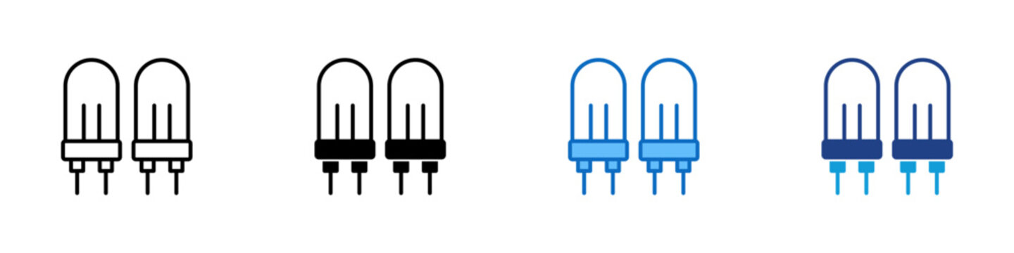 Mini LED Bulb Multiple Style Icon Design Vector - LED bulbs representing electronic lighting, energy efficiency, and circuit components