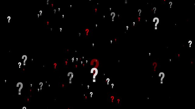 question mark flying animation motion graphics. question icon failling animation on transparent background. ask sign animation loopable. thinking, confused sign symbol chroma key animated background.
