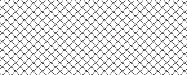 Fototapeta premium Steel wire chain link fence seamless pattern. Metal lattice with rhombus, diamond shape silhouette. Grid fence background.
