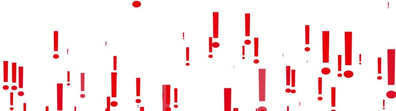 Flying Exclamation Mark Seamless Loop Animation. Abstract Background with Floating Warning Symbols for Important Notifications