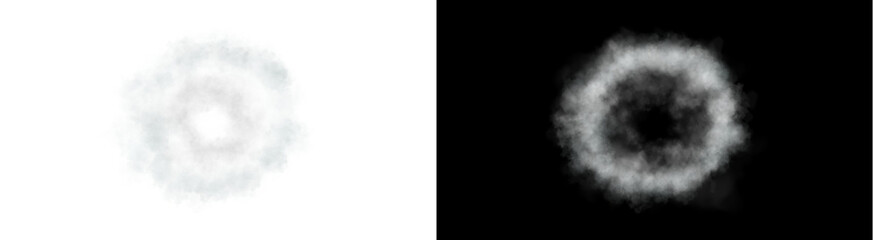 Naklejka premium A soft white circular smoke ring cloud effect floating in the air rendered with high detail on transparent PNG background