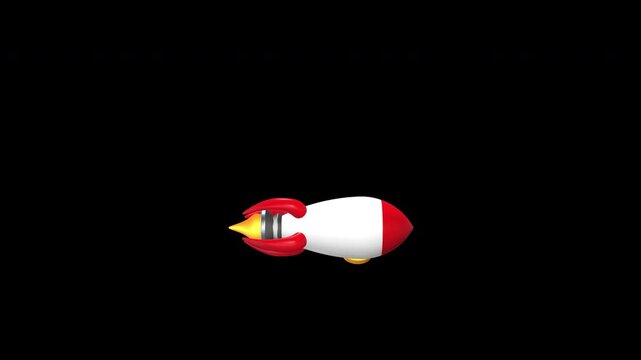 Financial growth rocket horizontal move on transparent background for startup growth, product launch, innovation, business success, career growth, goal achievement