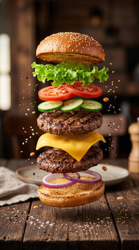 Double Patty Perfection Artisanal Burger Layered to Perfection