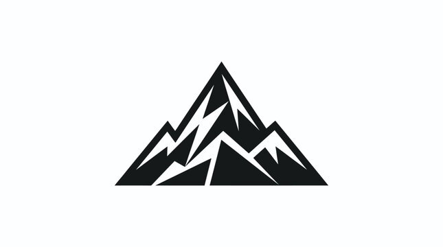 Geometric mountain range illustration in black and white