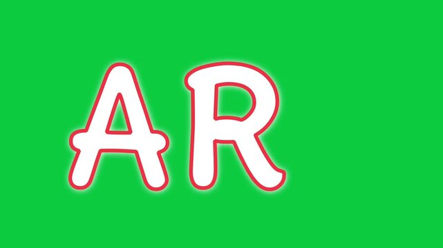 Animated text ART appearing on green screen background chroma key