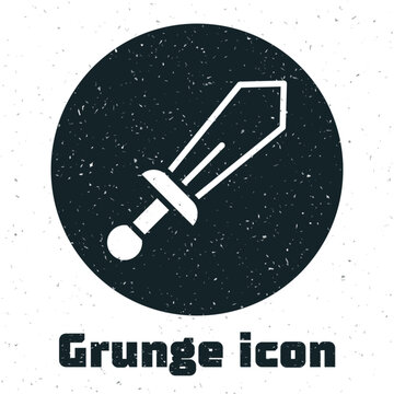 Grunge Sword toy icon isolated on white background. Monochrome vintage drawing. Vector