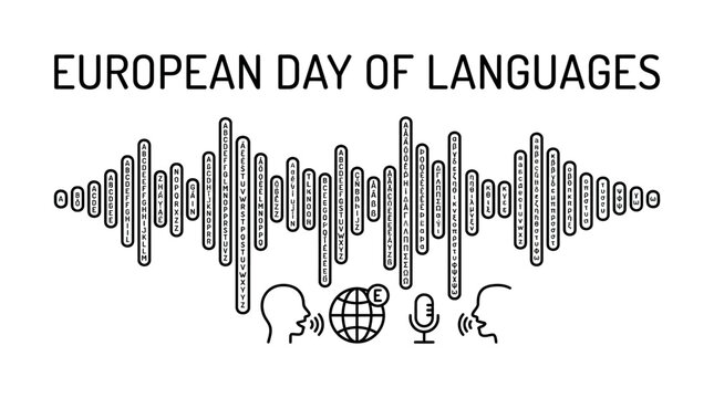 European Day of Languages Concept Design with Sound Wave and Speech Icons