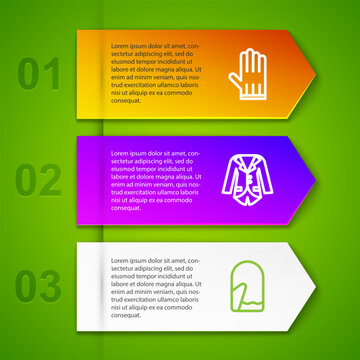 Set line Leather glove, Blazer or jacket, Christmas mitten and Pants. Business infographic template. Vector