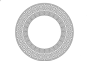 Fototapeta premium Patterned Ring with Concentric Squares and Geometric Shapes Featuring Pattern, Design, Illustration with Vector and Circular