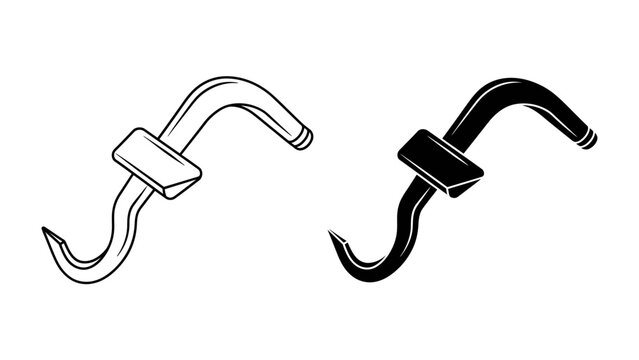 Illustration of an Anchor Hook in Black and White: A graphic representation of a boat anchor hook, depicted in both black and white outlines for contrast.