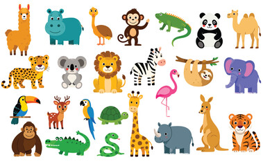Fototapeta premium Large collection of exotic safari and zoo animals from around the world.