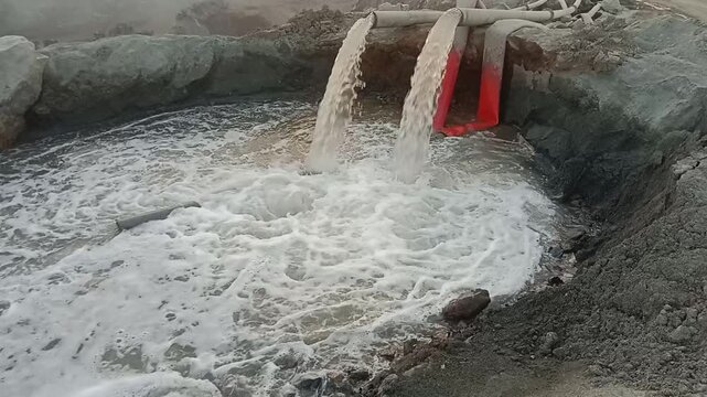  Industrial Wastewater Discharge into Construction Site Pit

Dirty Chemical Water Pumping into Excavation Pit at Construction Site

Environmental Pollution: Wastewater and Foam Discharging from Pipes
