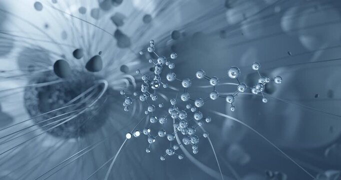 Ziftomenib rotating molecular structure, 3d ball-and-stick model, looped video antineoplastic agent
