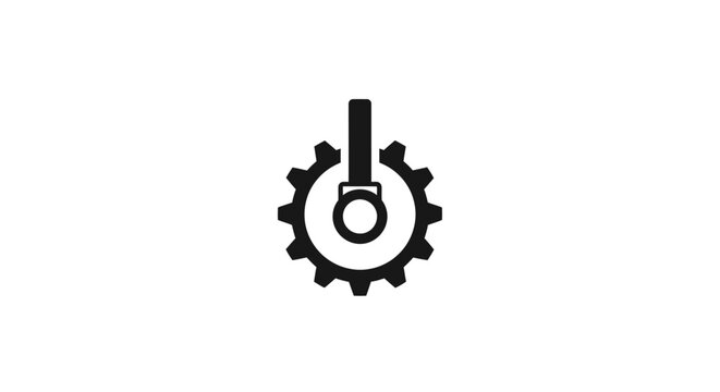 Mechanical gear with vertical hanging hook symbol.