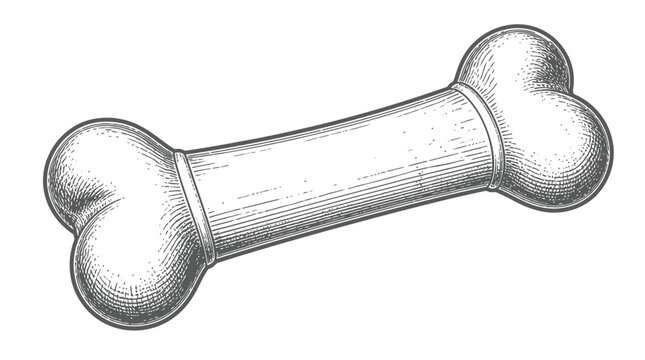 A single dog bone in vintage engraved style