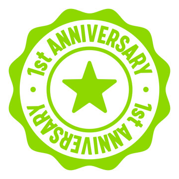 1st anniversary seal badge. 1st anniversary label sticker. Vector sign
