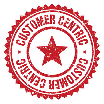 customer centric red grunge round stamp. customer centric stamp