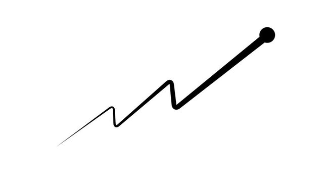 Black upward trending graph line with circle target point. Business growth chart symbol for corporate financial profit analysis. Animated graph chart loop.
